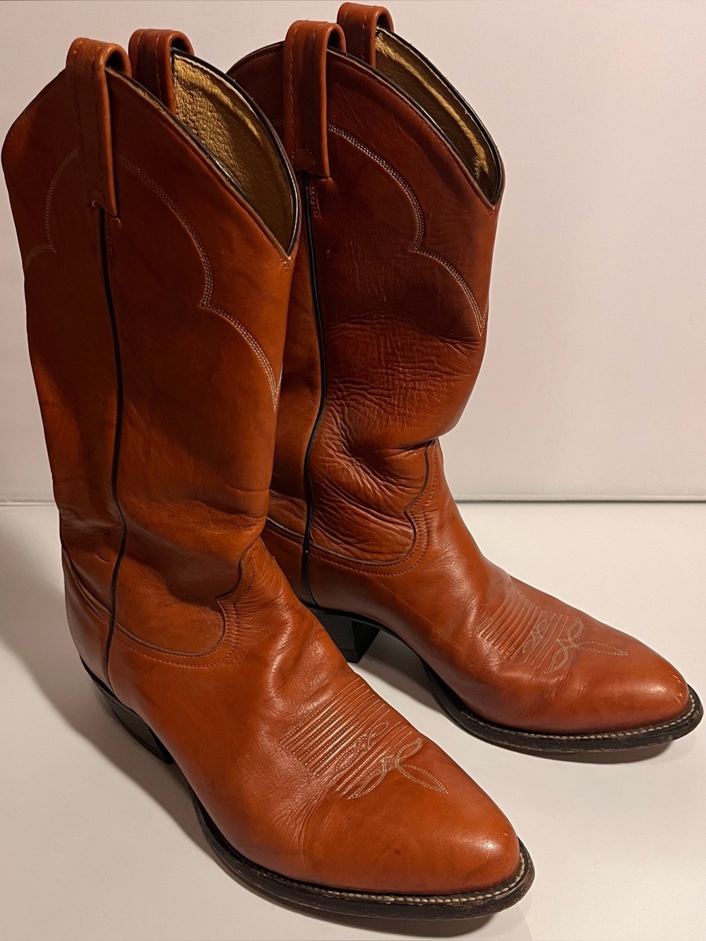 Tony Lama Boots Western Style 5084 Vintage Size 9 Brown Leather
